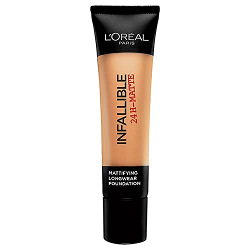 L'Oreal Paris Cover Liquid Foundation, With 4% Niacinamide, Long Lasting, Natural Finish, Available in 20 Shades, SPF 25, Infallible 32H Matte Cover, Shade 135, 30ml