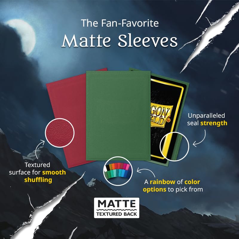 Dragon Shield | Standard Size Card Matte Sleeves | 100 CT - Smooth & Tough Premium TCG Sleeves | Compatible with Pokemon, Flesh & Blood, One Piece & Magic The Gathering