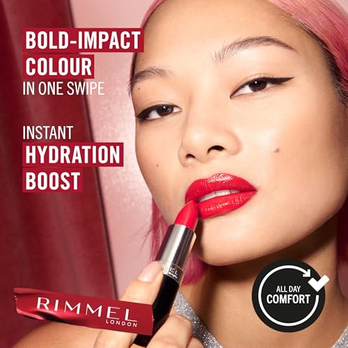 Rimmel Lasting Finish Lipstick 066 Heather Shimmer, Creamy Satin Finish, Long Lasting 8 HR Wear, Comfortable Formula, Rich Pigment