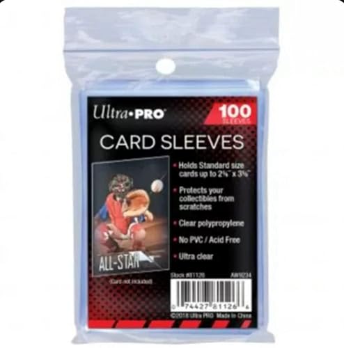 10 (Ten) Pack Lot of 100 Soft Sleeves/Penny Sleeve for Baseball Cards & Other Sports Cards (Packaging May Vary)