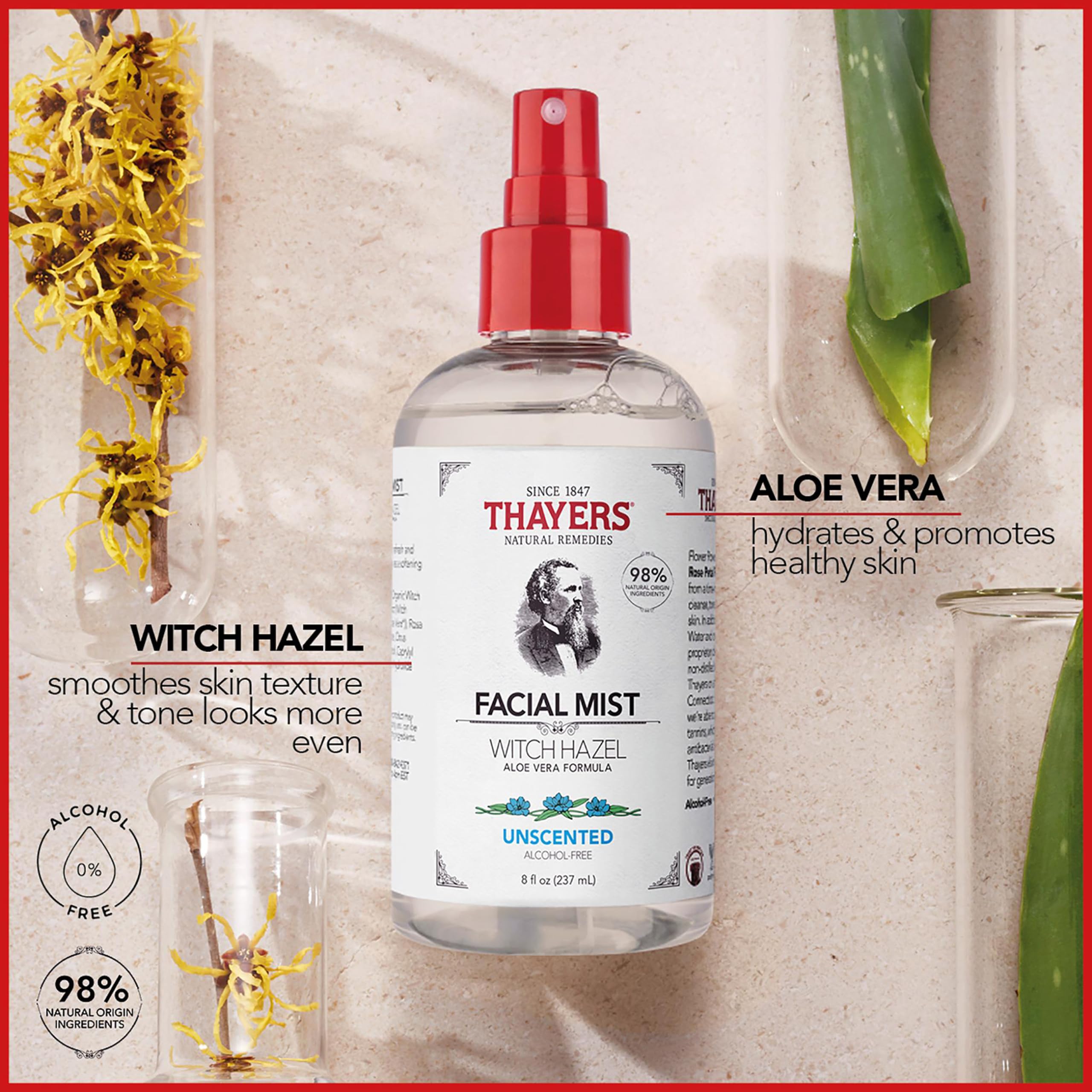 Thayers Witch Hazel Gentle Facial Mist Unscented Toner Lotion with Organic Aloe Vera