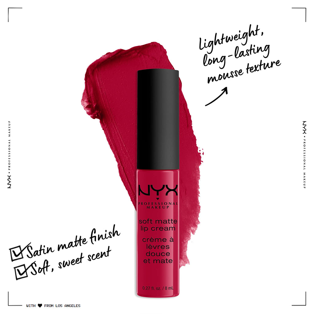 NYX Professional Makeup Soft Matte Lip Cream, Creamy and Matte Finish, Highly Pigmented Colour, Long Lasting, Vegan Formula