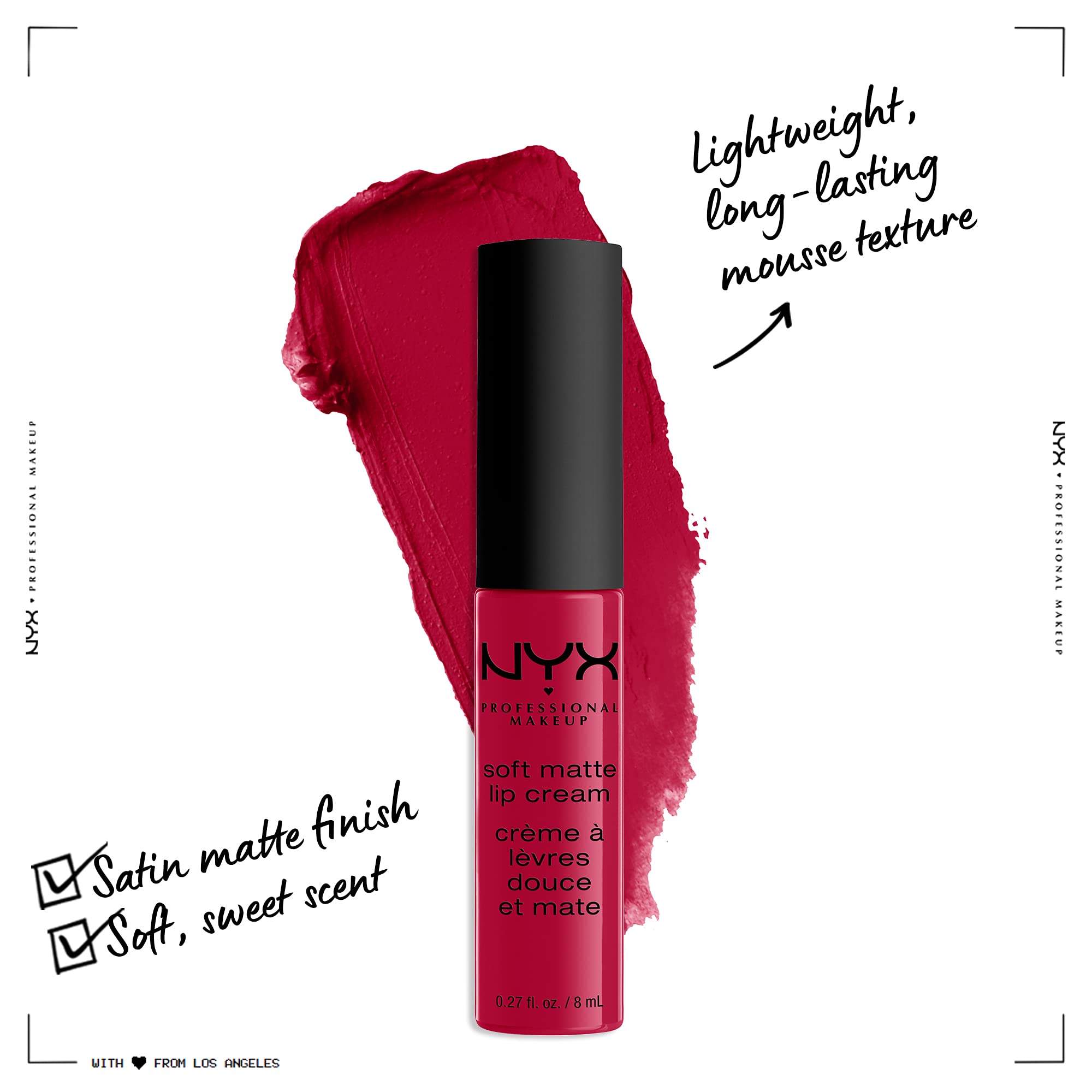 NYX Professional Makeup Soft Matte Lip Cream, Creamy and Matte Finish, Highly Pigmented Colour, Long Lasting, Vegan Formula