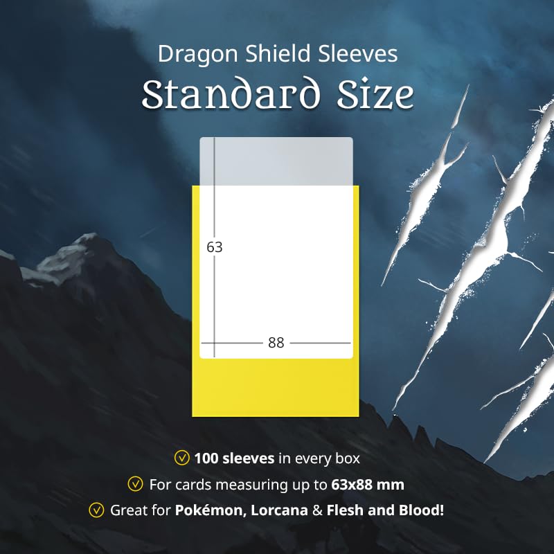 Dragon Shield | Standard Size Card Matte Sleeves | 100 CT - Smooth & Tough Premium TCG Sleeves | Compatible with Pokemon, Flesh & Blood, One Piece & Magic The Gathering